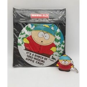 VTG 1998 South Park Eric Cartman Bundle: Sealed Mouse Pad Hippie Crap + Keychain